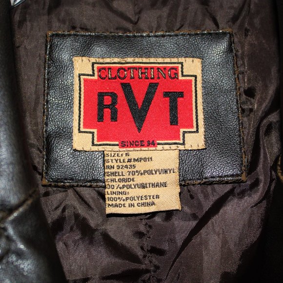RVT faux brown distressed leather jacket - Picture 3 of 8